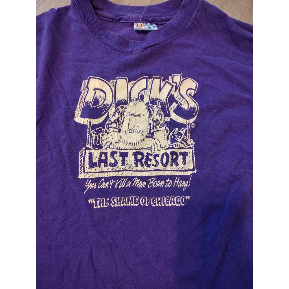 VTG Dicks Last Resort T shirt Single Stitch XL MADE USA Purple‎ Chicago
